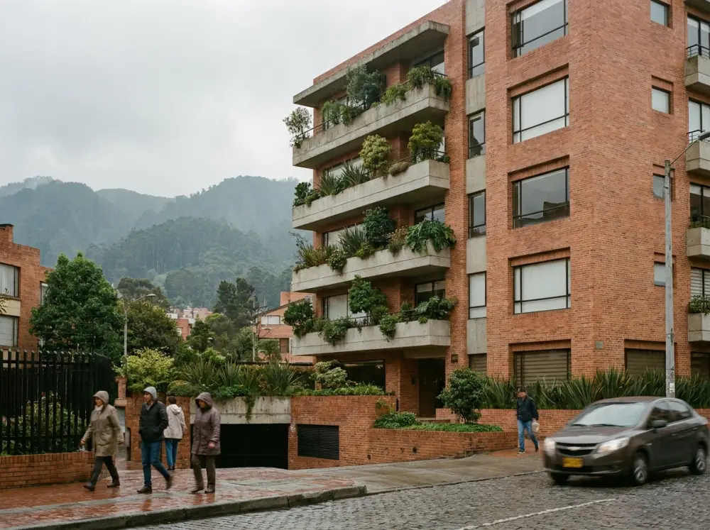 Edificio residencial de ladrillo en Bogotá